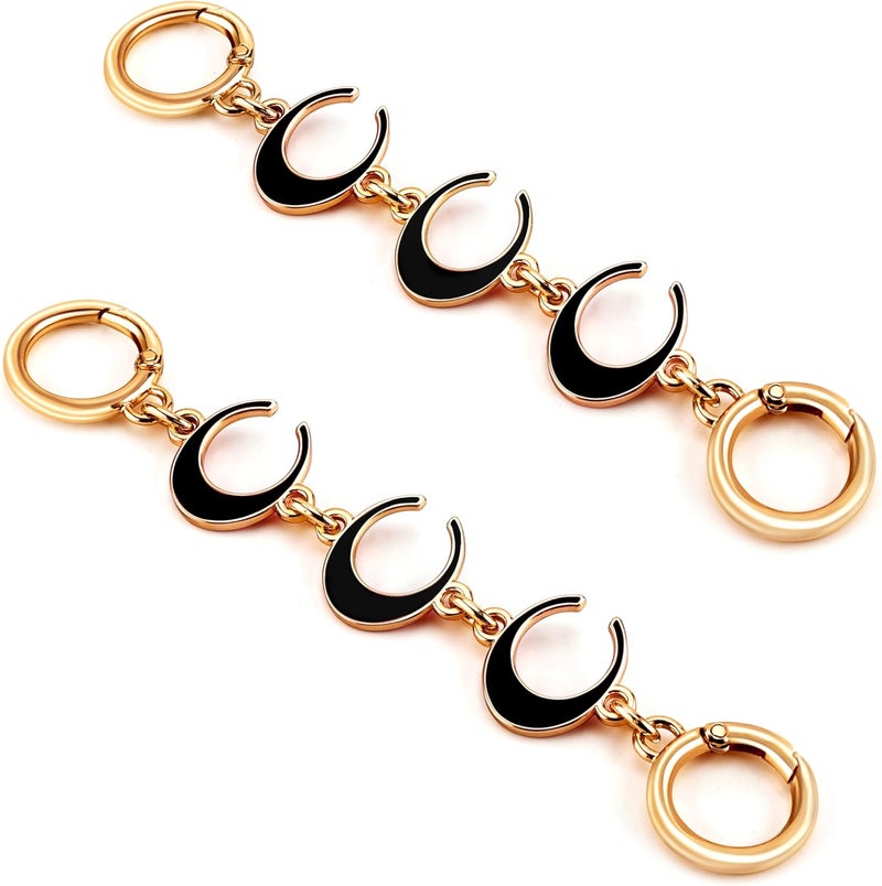 Tmtains 2Pcs Purse Extender Chain Gold Bag Extender Chain Moon Purse Strap Extender Black Purse Strap Replacement Purse Accessories Bag Charms for Handbags Cross Body Bag DIY Purse Making Supplies - Image 1